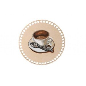 Dřevěný podtácek k obháčkování - šálek kávy Zvolte variantu: 10 cm