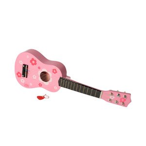 Dřevěná kytara růžová s květy