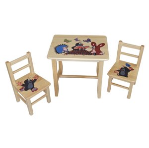 Dřevěný dětský stoleček s židličkami Zvolte variantu:: Krtek