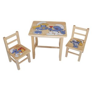 Dřevěný dětský stoleček s židličkami Zvolte variantu:: Šmoula