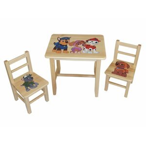 Dřevěný dětský stoleček s židličkami - Tlapková patrola