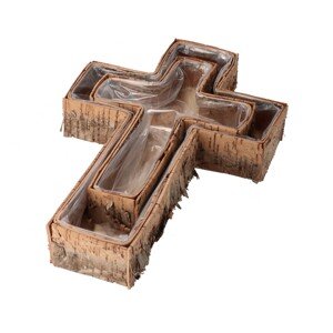 Dřevěný truhlík na hrob - kříž