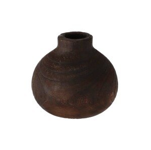 Dřevěná kulatá váza tmavá Ø21 cm