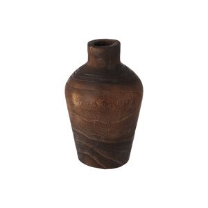 Dřevěná sloupová váza tmavá 19 cm